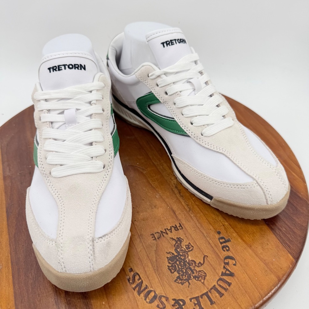Tretorn Kristine Elite G Sneakers Women 8.5 White Green Tan Leather Low Top Shoe